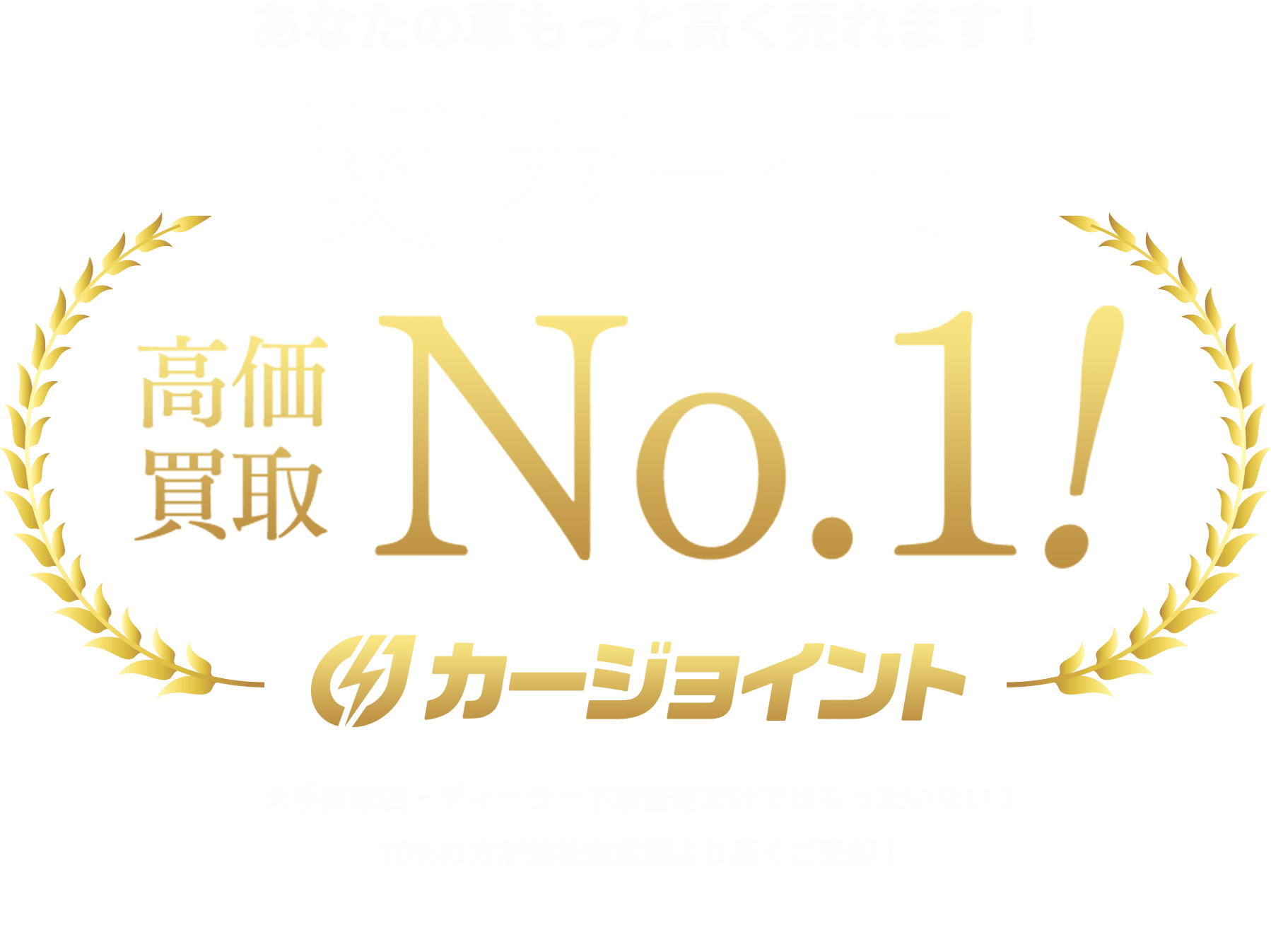 あなたの車もっと高く売れます！関西一円高価買取No.1！カージョイント大手買取店・ディーラー下取査定だけではもったいない！70%の方が他社査定額より高くご売却！